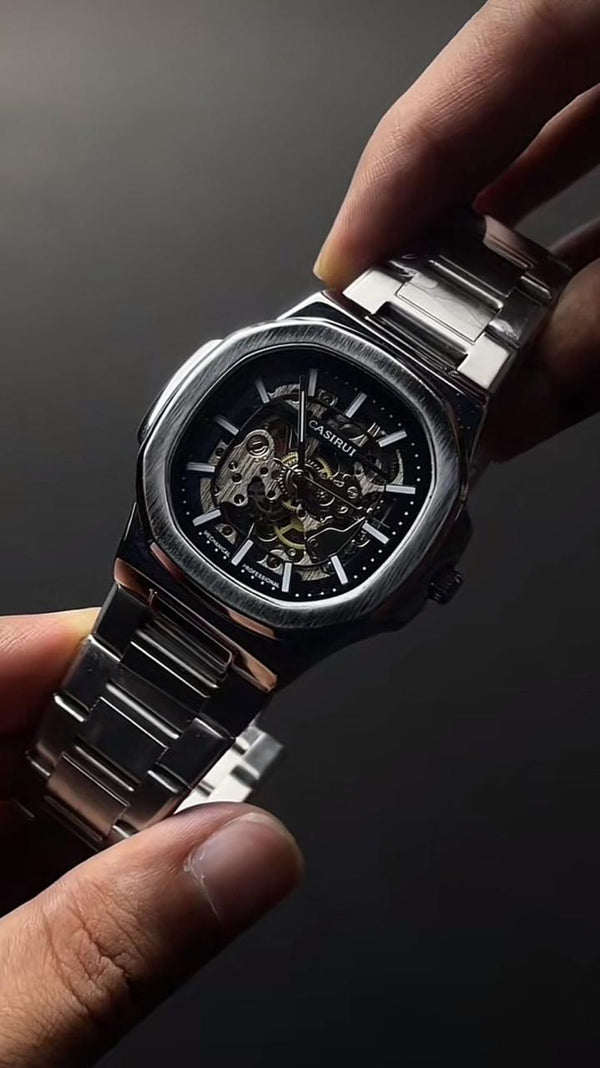 Black Tonneau Chronograph Watch