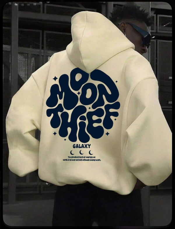 Galaxy Moon Printed Black Oversized T-Shirt