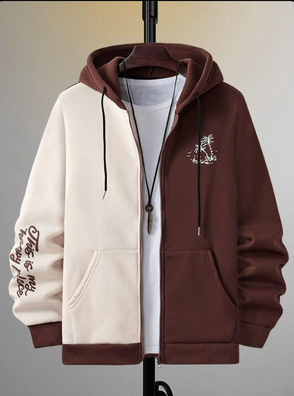 Autumn and Winter fleece-lined Hooded Cardigan Jacket for Boys Fashion Brand Handsome