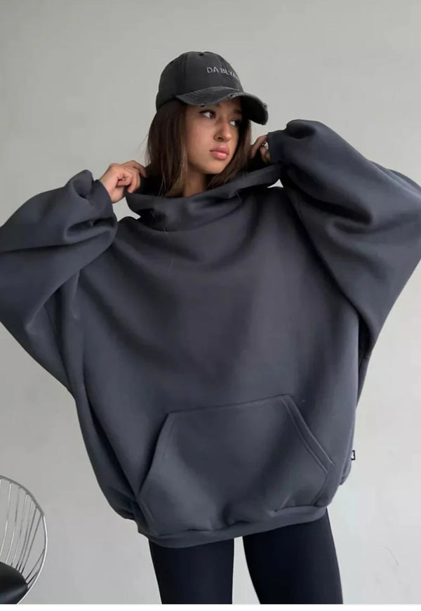 New European and American street fashion women's sweatshirt loose Dalian hooded back printed sweatshirt